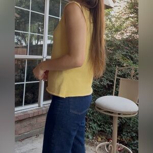 Women's Sleeveless Yellow Mock Neck Top